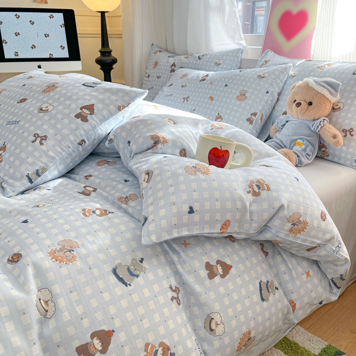 91家纺网 家纺一手货源 找家纺 博雅 2025新款全棉A类双层纱四件套 萌宠乐园