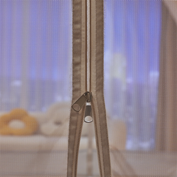 91家纺网 家纺一手货源 找家纺 青竹苑 2025新款花边TU拉链外穿全底坐床蚊帐 月光灰