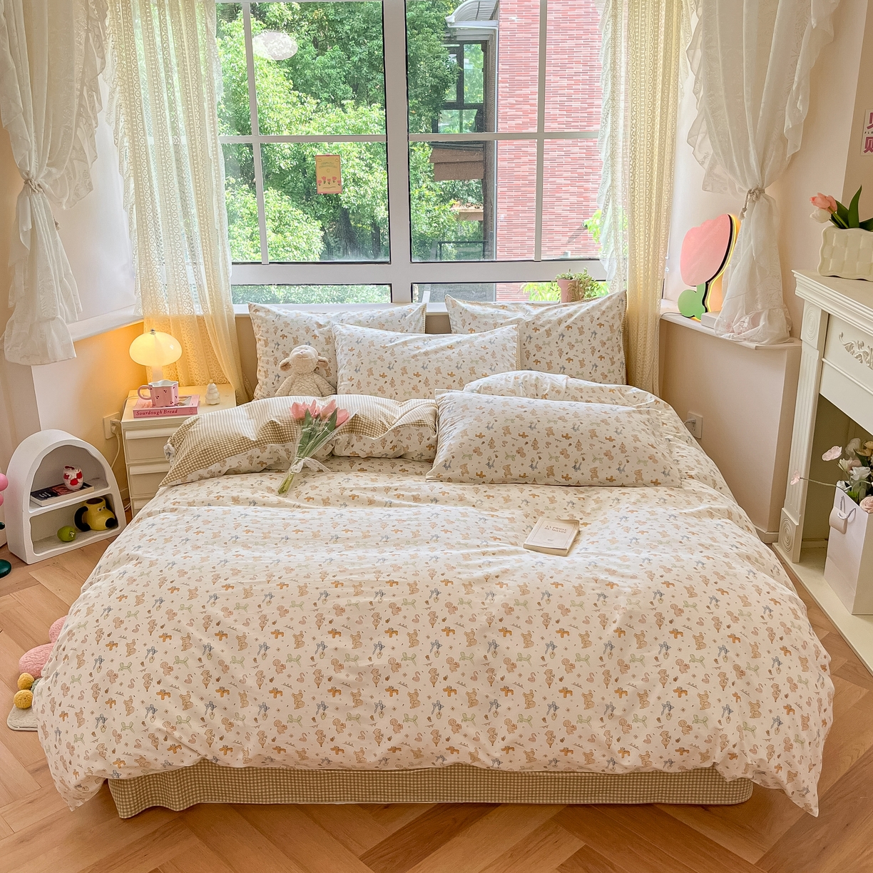 91家纺网 家纺一手货源 找家纺 柠馨 2025新款13372全棉床单床笠枕套被套单品系列-单被套 狗狗派对