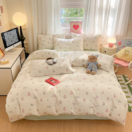 91家纺网 家纺一手货源 找家纺 （总）博雅 2025新款全棉A类双层纱四件套