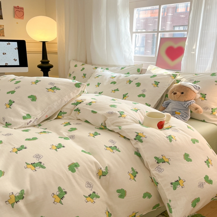 91家纺网 家纺一手货源 找家纺 博雅 2025新款全棉A类双层纱四件套 酷酷龙