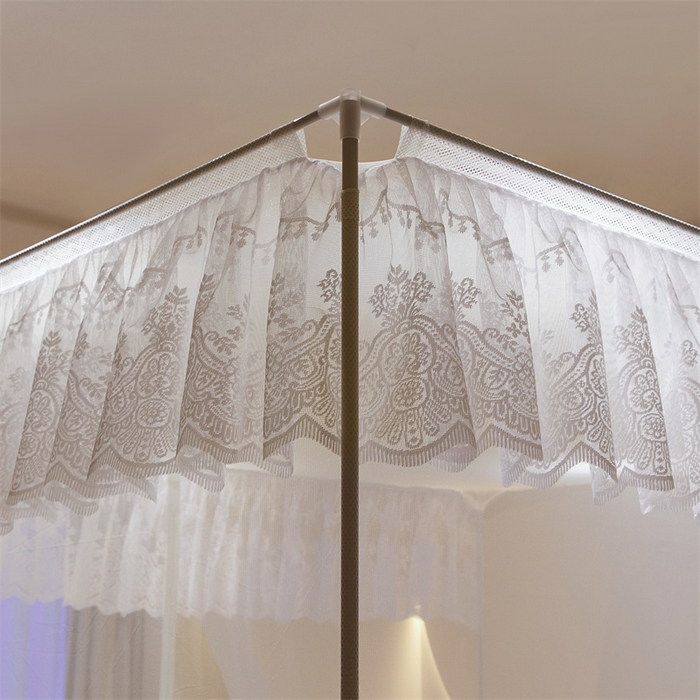 91家纺网 家纺一手货源 找家纺 青竹苑 2025新款花边TU拉链外穿全底坐床蚊帐 珍珠白