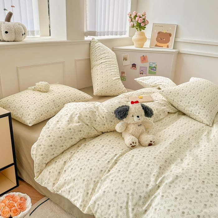 91家纺网 家纺一手货源 找家纺 柠馨 2025新款13372全棉床单床笠枕套被套单品系列-单被套 花夕