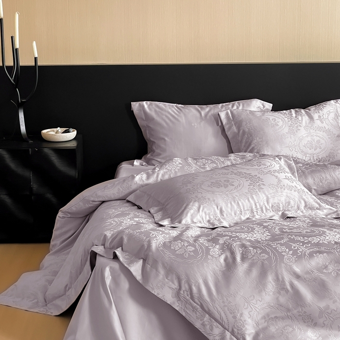 91家纺网 家纺一手货源 找家纺 窝米 2025春季新品100支长绒棉轻奢提花四件套系列 慕然-紫烟