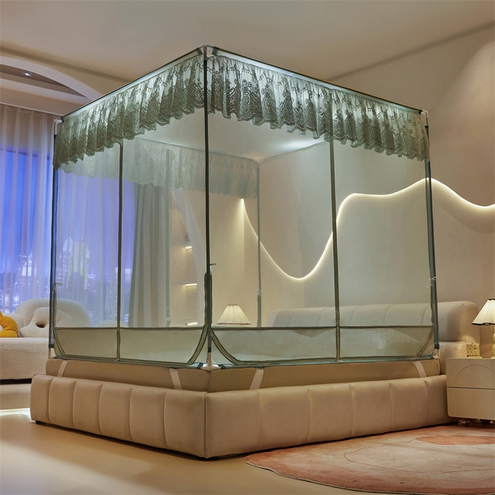 91家纺网 家纺一手货源 找家纺 （总）青竹苑 2025新款花边TU拉链外穿全底坐床蚊帐