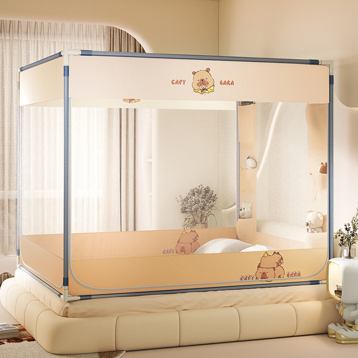 91家纺网 家纺一手货源 找家纺 青竹苑 2025新款口袋款外穿防摔坐床蚊帐 卡皮巴拉