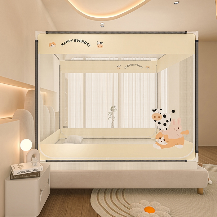 91家纺网 家纺一手货源 找家纺 青竹苑 2025新款烫画外穿防摔坐床蚊帐 伙伴们