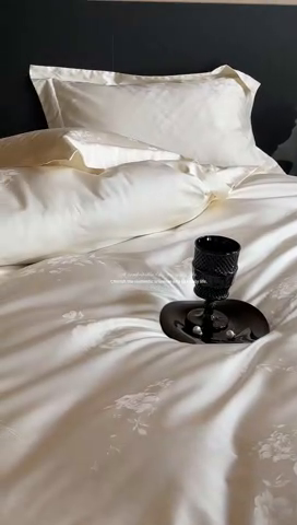 91家纺网 家纺一手货源 找家纺 窝米 2025春季新品100支长绒棉轻奢提花四件套系列 蜜香-白百合