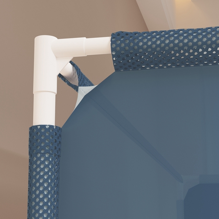 91家纺网 家纺一手货源 找家纺 青竹苑 2025新款双门全底外穿坐床式蚊帐儿童防摔防蚊拉链方帐 几何图案-黎明蓝