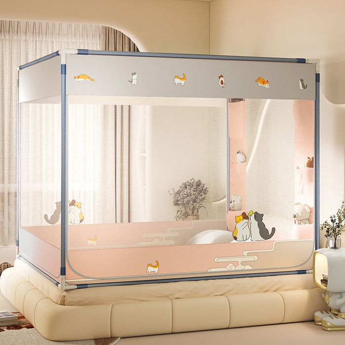 91家纺网 家纺一手货源 找家纺 青竹苑 2025新款口袋款外穿防摔坐床蚊帐 故宫喵