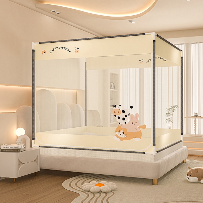 91家纺网 家纺一手货源 找家纺 青竹苑 2025新款烫画外穿防摔坐床蚊帐 伙伴们