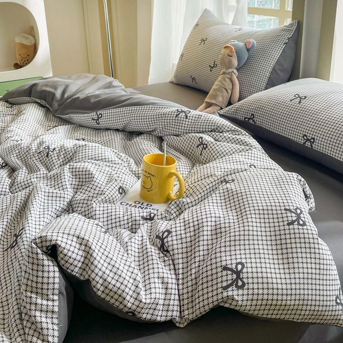 91家纺网 家纺一手货源 找家纺 仟网汇 2025新款针织双层纱AB版四件套 如初