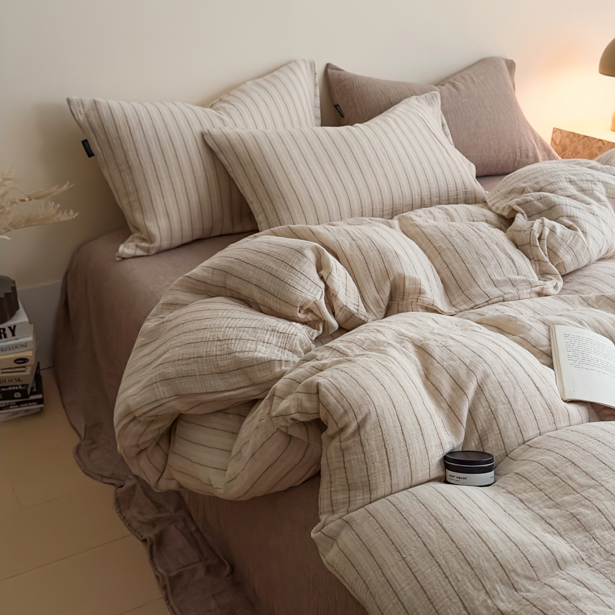 91家纺网 家纺一手货源 找家纺 席世家条纹皱皱纱-午逅 午逅-浅咖