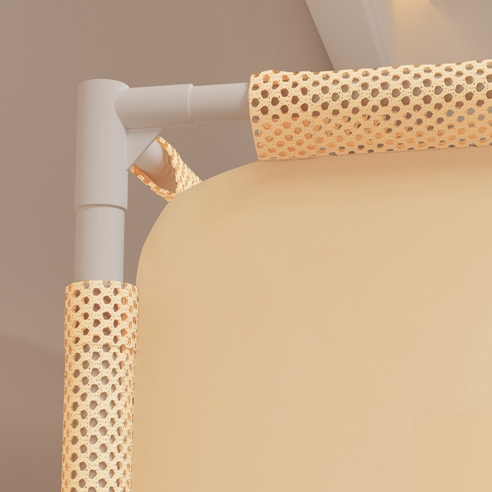 91家纺网 家纺一手货源 找家纺 青竹苑 2025新款双门全底外穿坐床式蚊帐儿童防摔防蚊拉链方帐 纯色字母-米咖