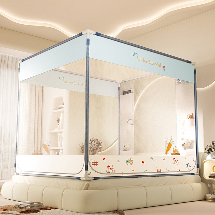 91家纺网 家纺一手货源 找家纺 青竹苑 2025新款口袋款外穿防摔坐床蚊帐 萝卜小兔兔