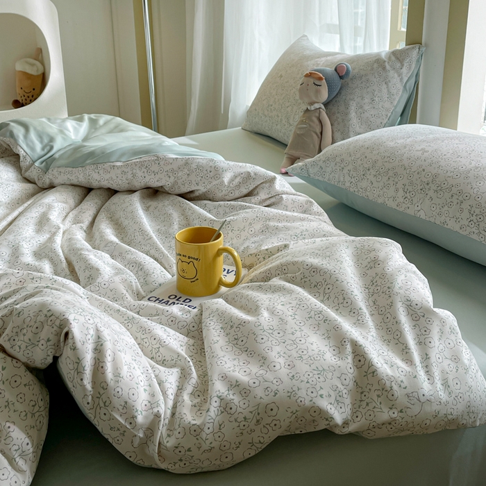 91家纺网 家纺一手货源 找家纺 仟网汇 2025新款针织双层纱AB版四件套 安琪兔