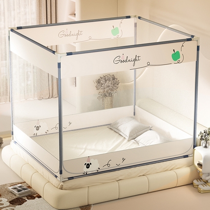 91家纺网 家纺一手货源 找家纺 （总）青竹苑 2025新款三门大版上下布印花外穿坐床蚊帐床笠式防摔方帐