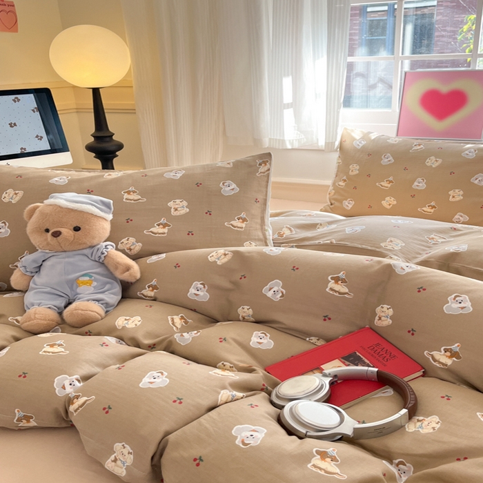 91家纺网 家纺一手货源 找家纺 博雅 2025新款全棉A类双层纱四件套 可可旺仔