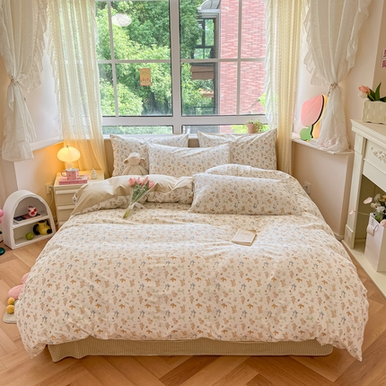 91家纺网 家纺一手货源 找家纺 （总）柠馨 2025新款13372全棉床单床笠枕套被套单品系列-单被套