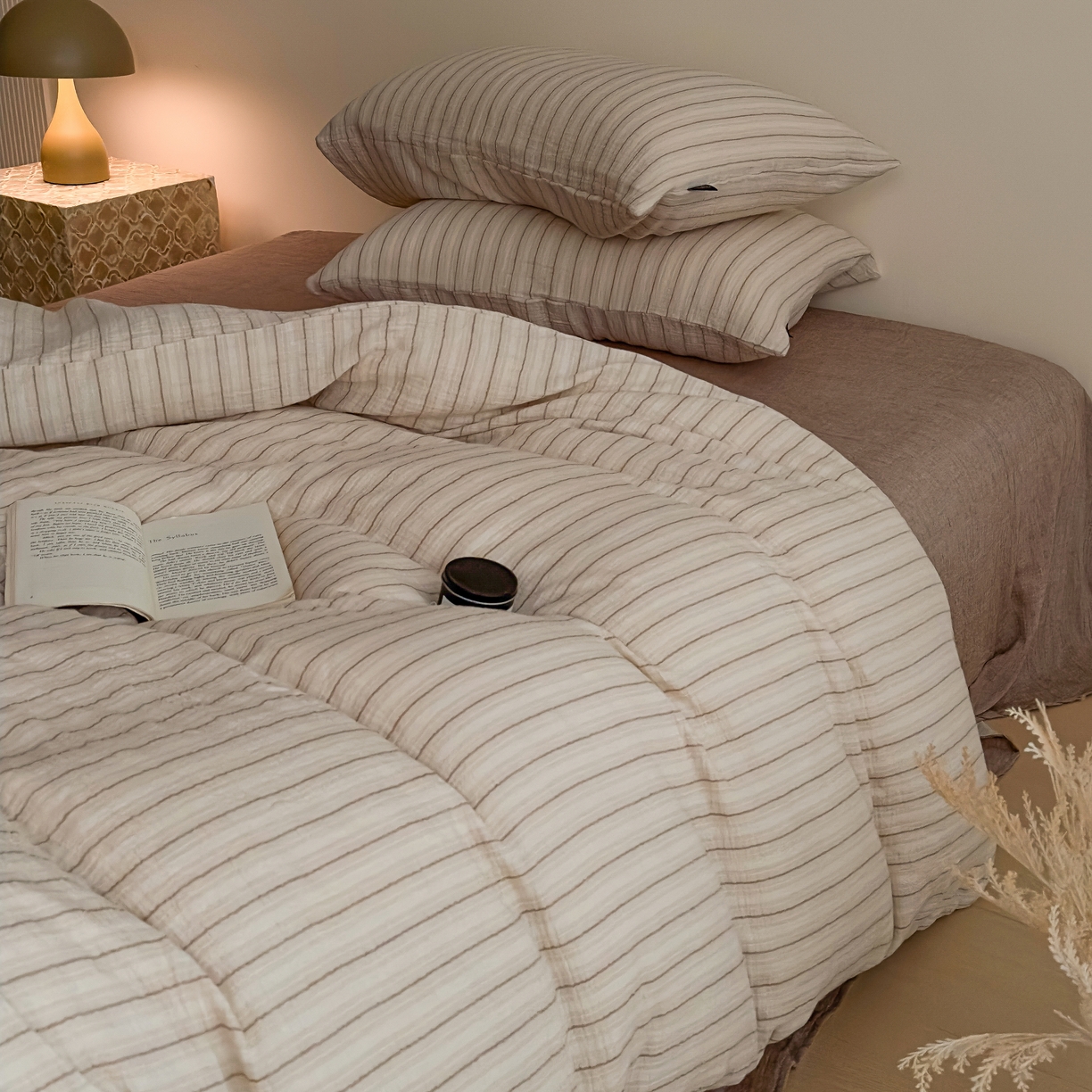 91家纺网 家纺一手货源 找家纺 席世家条纹皱皱纱-午逅 午逅-浅咖