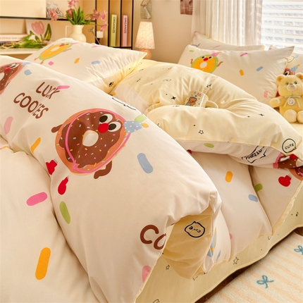 名兮家居 2025年新款13372全棉印花四件套-卡通系列 甜甜圈