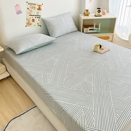 柠馨 2025新款13372全棉床单床笠枕套被套单品系列-单床笠 编织生活绿