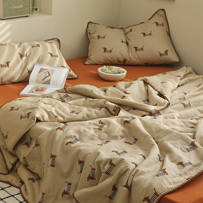 91家纺网 家纺一手货源 找家纺 买家秀 爆款不断货A类母婴级双层纱大豆被子春秋被秋冬被大豆纤维被子被芯空调被20%大豆被子夏被夏凉被 腊肠狗狗1