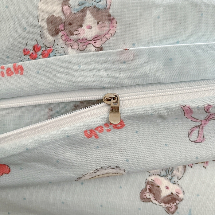 91家纺网 家纺一手货源 找家纺 博雅 2025新款全棉A类双层纱四件套 晚安猫