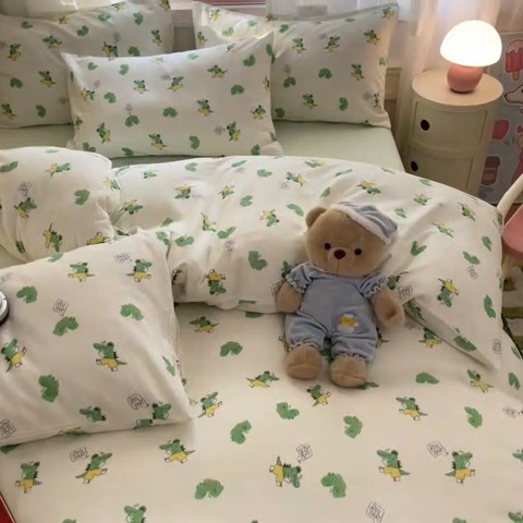 91家纺网 家纺一手货源 找家纺 博雅 2025新款全棉A类双层纱四件套 酷酷龙