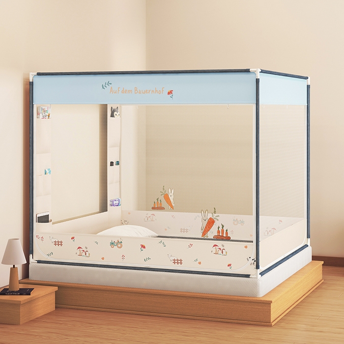 91家纺网 家纺一手货源 找家纺 青竹苑 2025新款口袋款外穿防摔坐床蚊帐 萝卜小兔兔