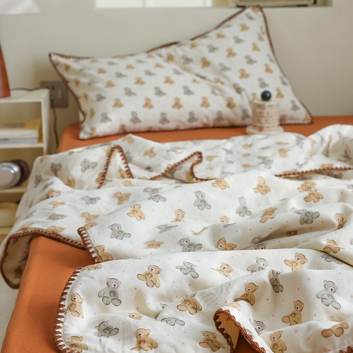 91家纺网 家纺一手货源 找家纺 买家秀 爆款不断货A类母婴级双层纱大豆被子春秋被秋冬被大豆纤维被子被芯空调被20%大豆被子夏被夏凉被 波点玩偶熊