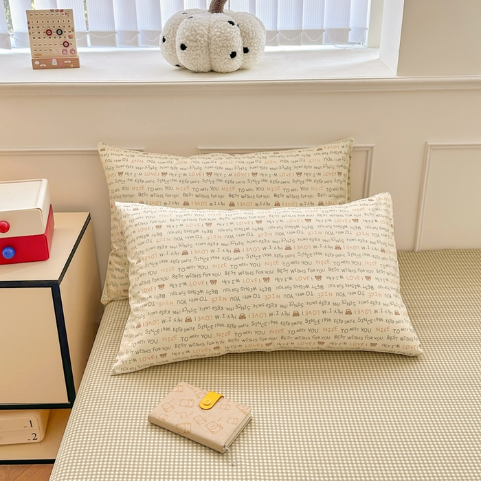 91家纺网 家纺一手货源 找家纺 柠馨 2025新款13372全棉床单床笠枕套被套单品系列-单枕套 薇薇熊