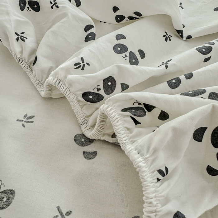 91家纺网 家纺一手货源 找家纺 柠馨 2025新款13372全棉床单床笠枕套被套单品系列-单床笠 大眼萌