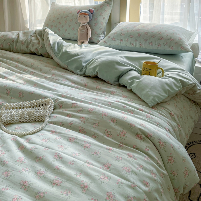 91家纺网 家纺一手货源 找家纺 仟网汇 2025新款针织双层纱AB版四件套 蔓春