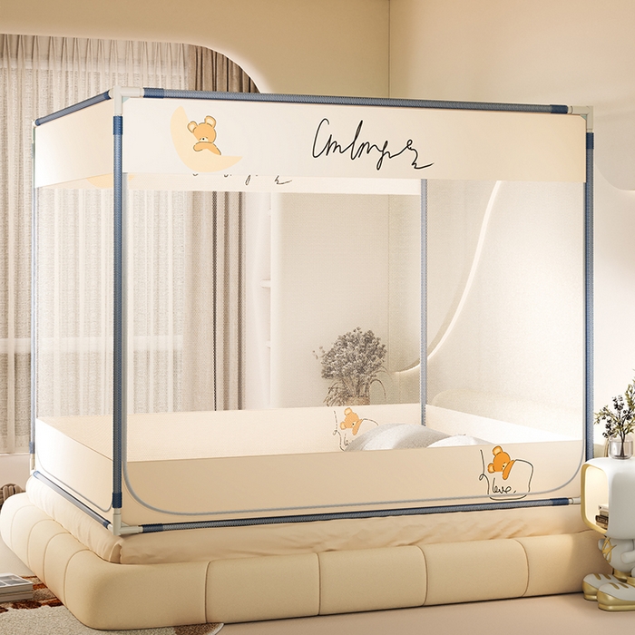 91家纺网 家纺一手货源 找家纺 （总）青竹苑 2025新款三门大版上下布印花外穿坐床蚊帐床笠式防摔方帐