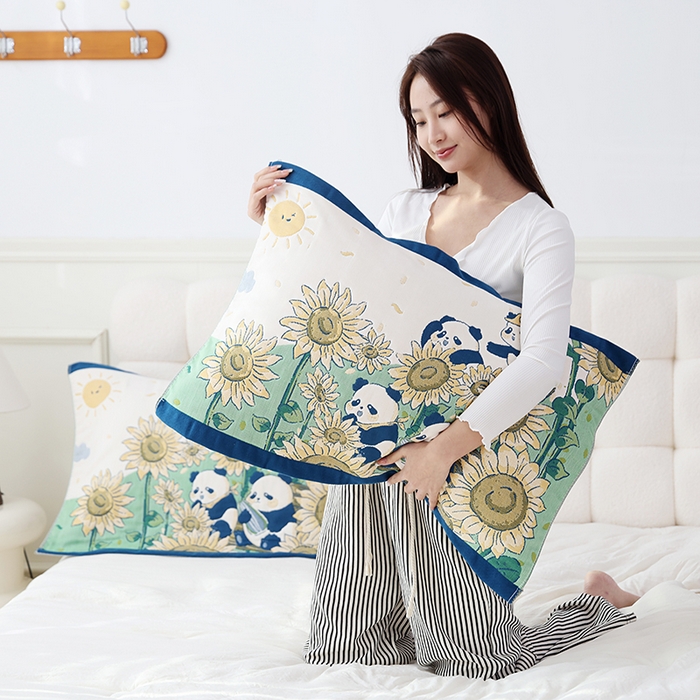 91家纺网 家纺一手货源 找家纺 （总）朴尔家纺-毛巾被 2025新款萌萌系八层纯棉加厚纱布枕巾