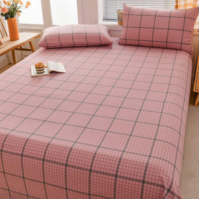 91家纺网 家纺一手货源 找家纺 柠萌家居 2025新款无印风全棉色织A类母婴级纯棉水洗棉床单 瓦尔粉