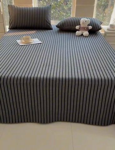 91家纺网 家纺一手货源 找家纺 （总）柠萌家居 2025新款无印风全棉色织A类母婴级纯棉水洗棉床单