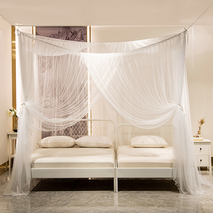 91家纺网 家纺一手货源 找家纺 青竹苑 2025新款万能蚊帐特大床吊顶蚊帐 万能蚊帐-白