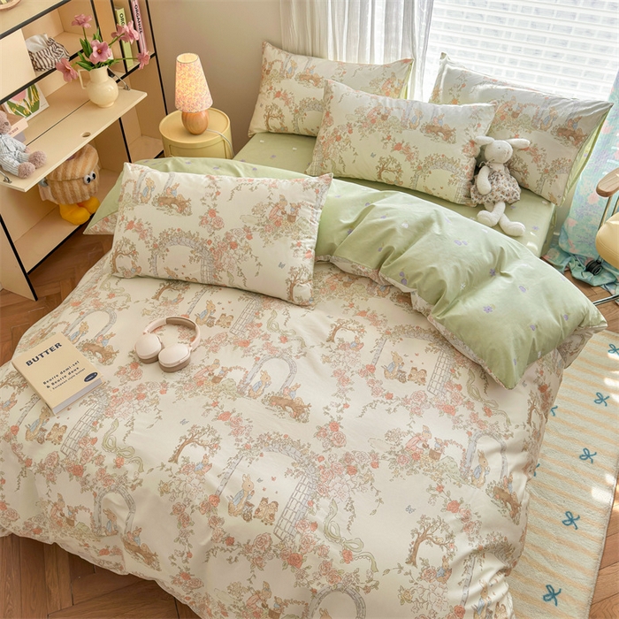 91家纺网 家纺一手货源 找家纺 名兮家居 2025年新款13372全棉印花四件套-卡通系列 菲尔庄园