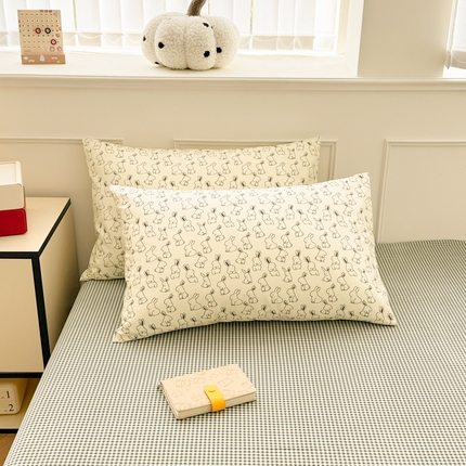 91家纺网 家纺一手货源 找家纺 （总）柠馨 2025新款13372全棉床单床笠枕套被套单品系列-单枕套