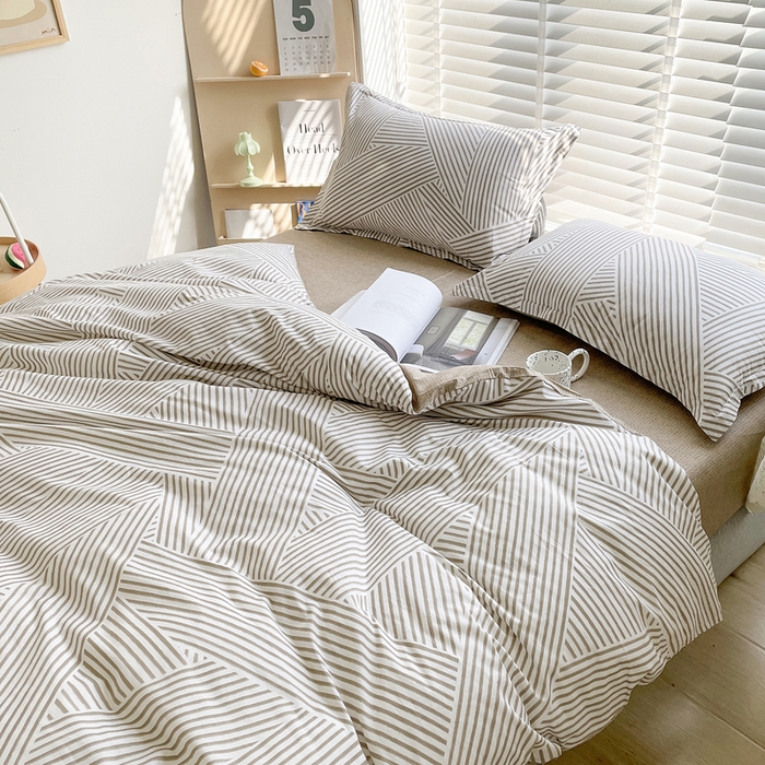 91家纺网 家纺一手货源 找家纺 柠馨 2025新款13372全棉床单床笠枕套被套单品系列-单被套 编织生活咖