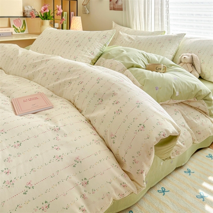 名兮家居 2025年新款13372全棉印花四件套-卡通系列 栀子花