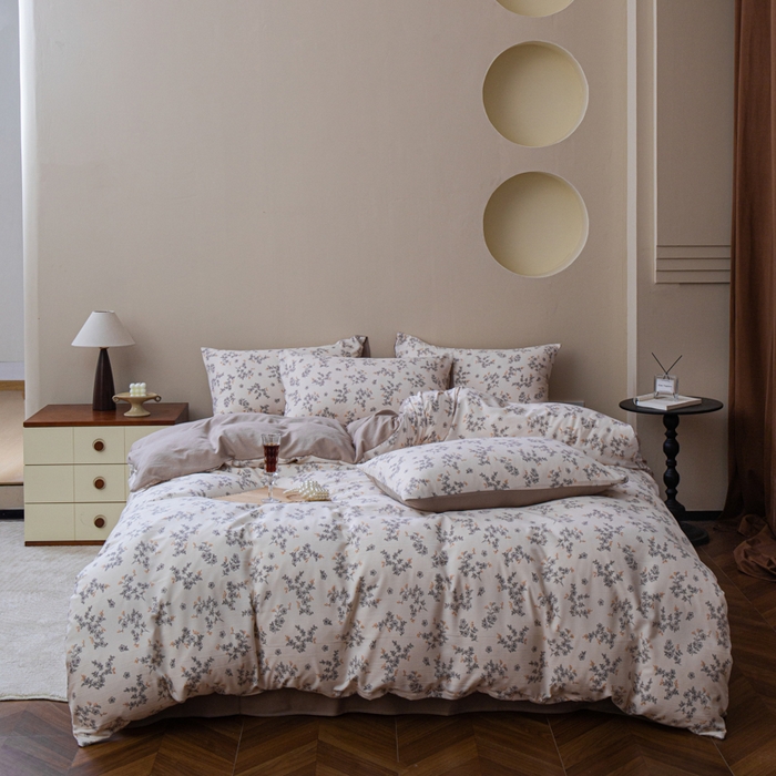 91家纺网 家纺一手货源 找家纺 斯卡诺家纺 2025新款针织天竺棉水洗棉四件套被套学生宿舍三件套床单款 兮蔓