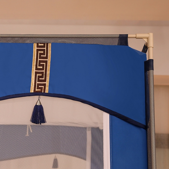 91家纺网 家纺一手货源 找家纺 青竹苑 2025新款外穿中式坐床全底防摔蚊帐 宝石蓝