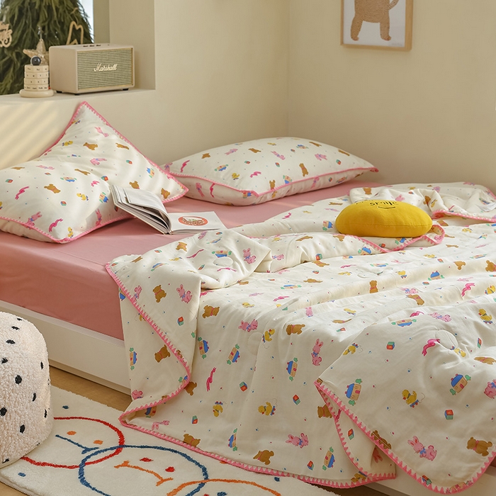 91家纺网 家纺一手货源 找家纺 买家秀 爆款不断货A类母婴级双层纱大豆被子春秋被秋冬被大豆纤维被子被芯空调被20%大豆被子夏被夏凉被 动物派对