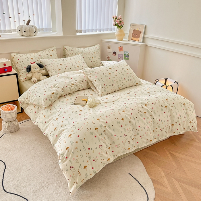 91家纺网 家纺一手货源 找家纺 柠馨 2025新款13372全棉学生三件套单人宿舍三件套四件套 阳光森林