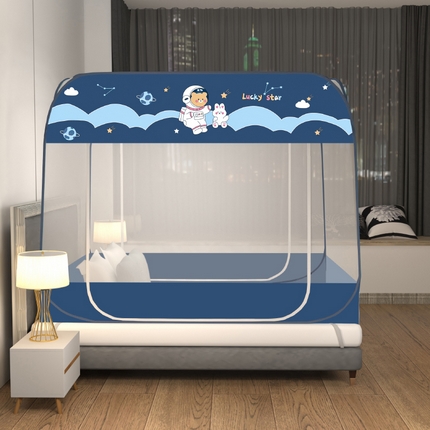 91家纺网 家纺一手货源 找家纺 青竹苑 2025新款免安装大顶魔术蚊帐布三角款 太空兔