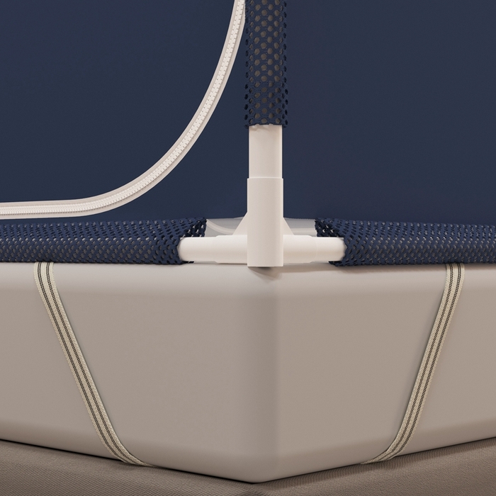 91家纺网 家纺一手货源 找家纺 青竹苑 2025新款双门全底外穿坐床式蚊帐儿童防摔防蚊拉链方帐 纯色字母-宾利蓝