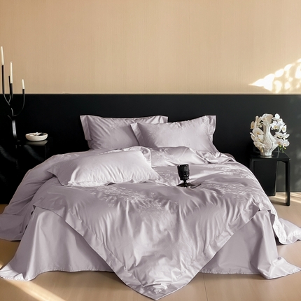 窝米 2025春季新品100支长绒棉轻奢提花四件套系列 赫本-紫烟